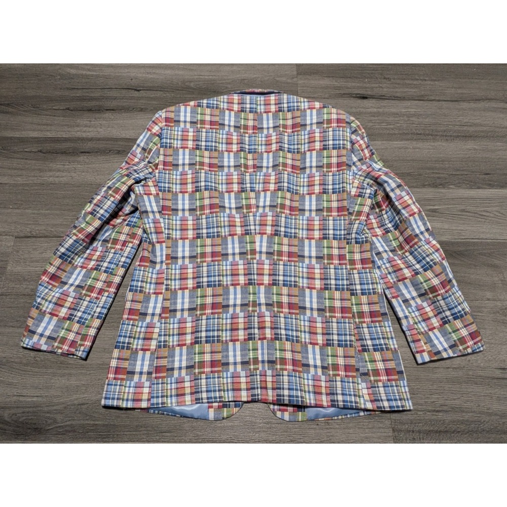 Alan Flusser Men's Multicolor Patchwork Madras Cotton Blazer Jacket Size 46R - Picture 9 of 9